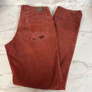 Prana Pants Corduroy Chino Dark Red Breathe Outdoor Climb Stretch Men 31x32 Jean